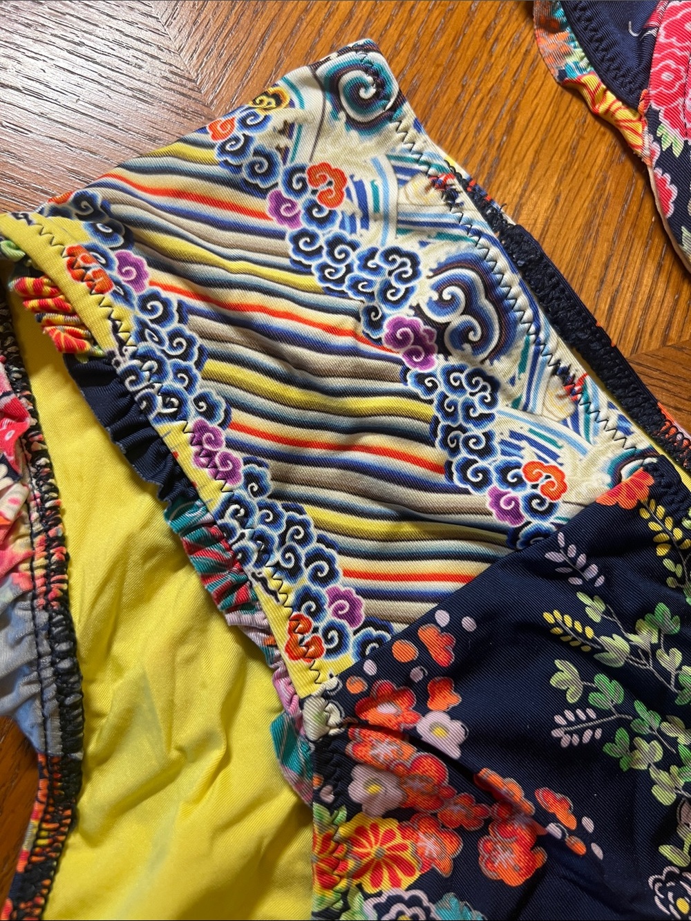 Floral Patterned Bikini Set in Navy and Yellow B21 - Picture 6 of 9